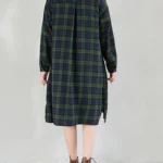 NYFS-2023-Autumn-New-Korea-Woman-Dress-Vestidos-Robe-Ete-Femme-Elbise-Loose-Cotton-Plaid-Long.webp