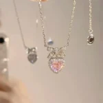 Shiny-Y2K-Pink-Heart-Necklace-for-Women-Sweet-Cool-Teens-Kpop-Bowknot-Rhinestone-Delicated-Clavicle-Chain.webp